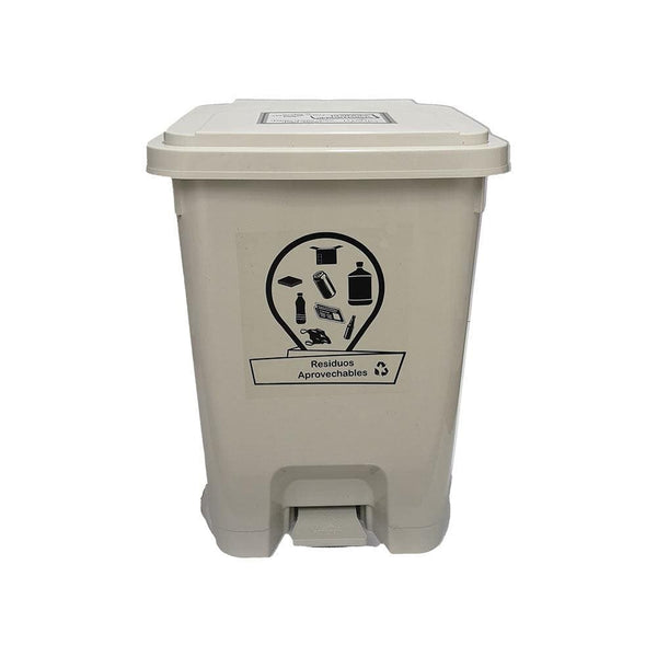 Caneca de basura / Papelera blanca de 35 litros con pedal - [Plastihogar]