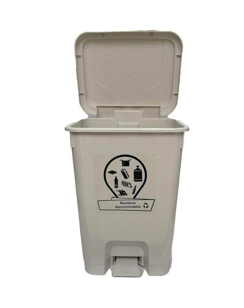 Caneca de basura / Papelera blanca de 35 litros con pedal - [Plastihogar]