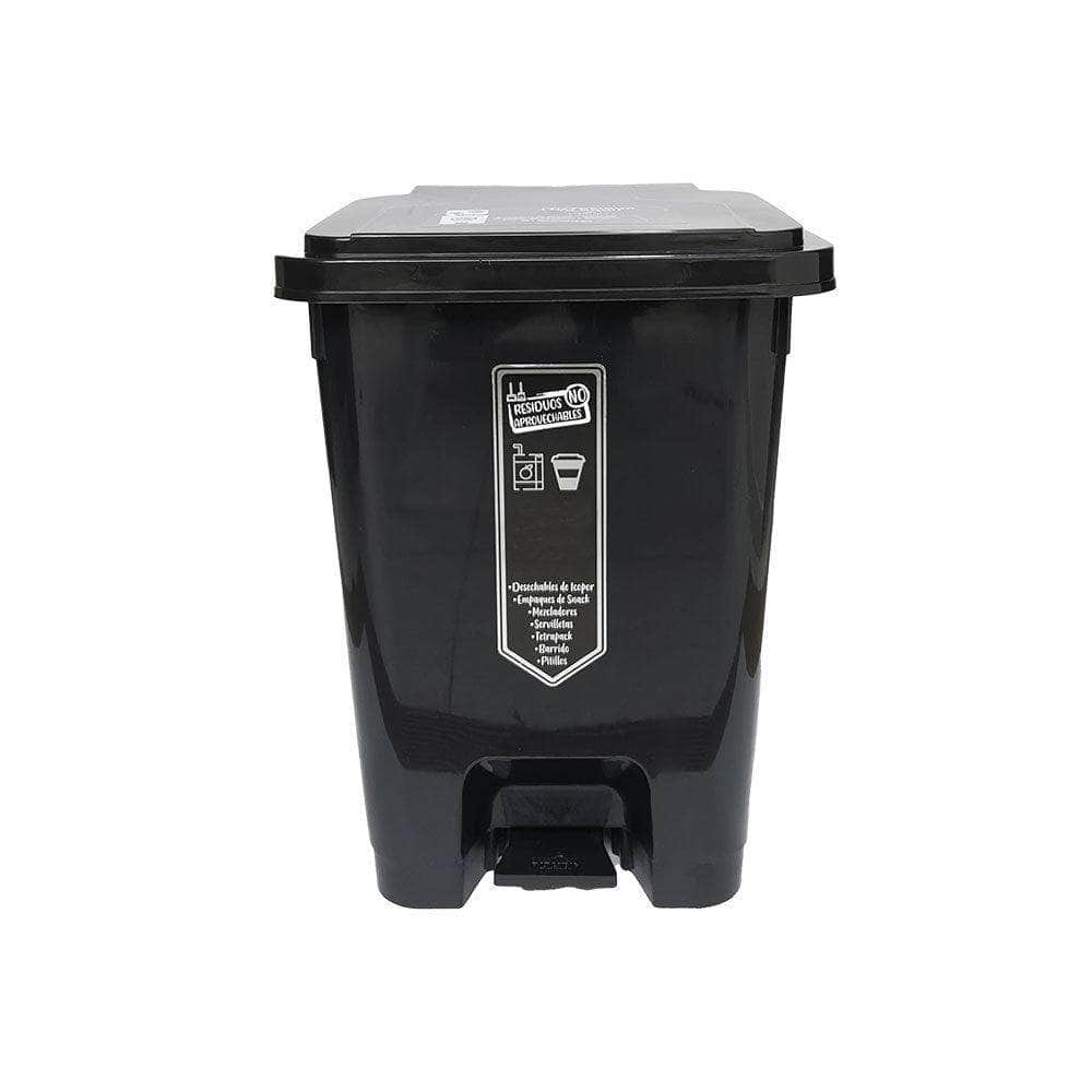 Caneca de basura / Papelera negra de 35 litros con pedal - Plastihogar