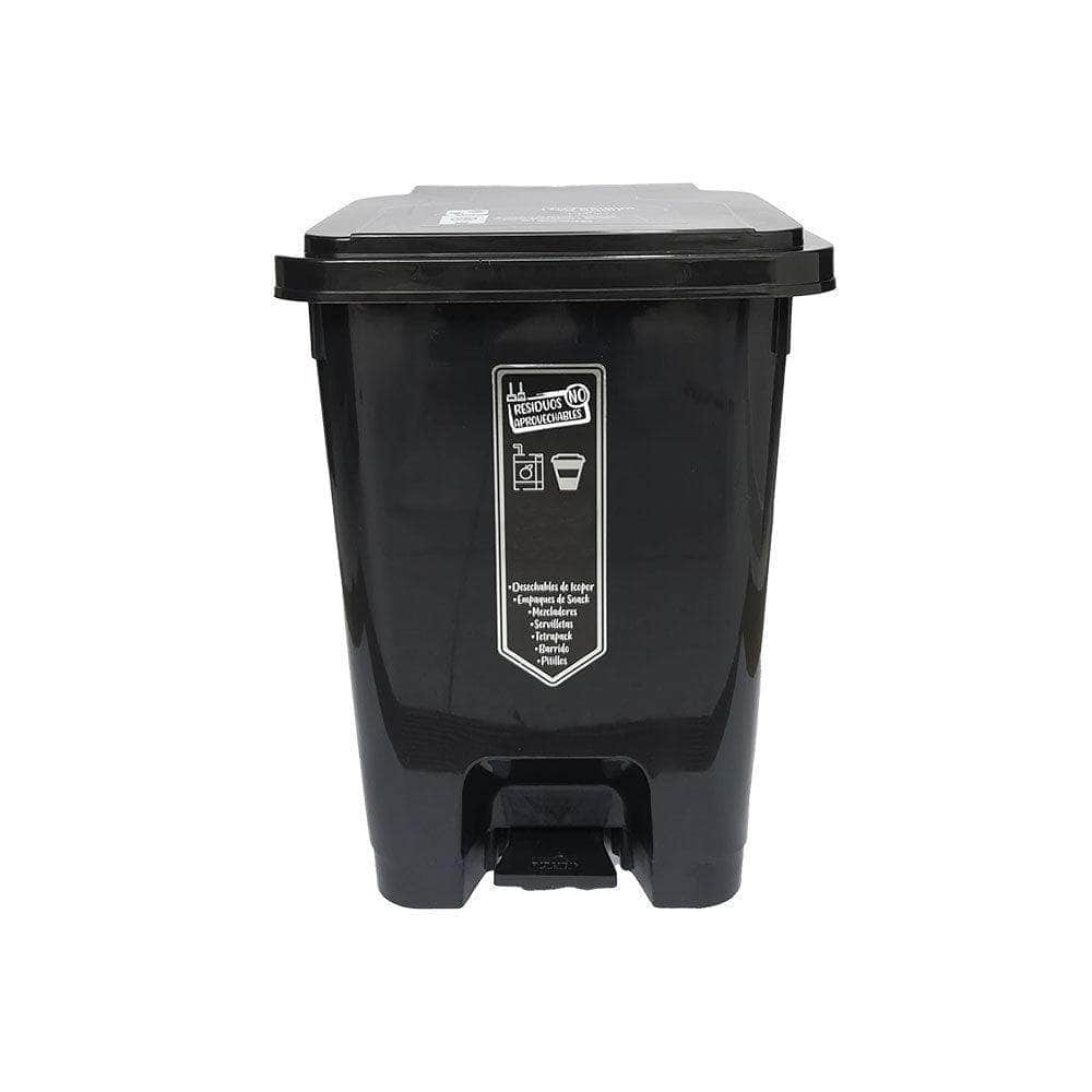 Caneca de basura / Papelera negra de 35 litros con pedal