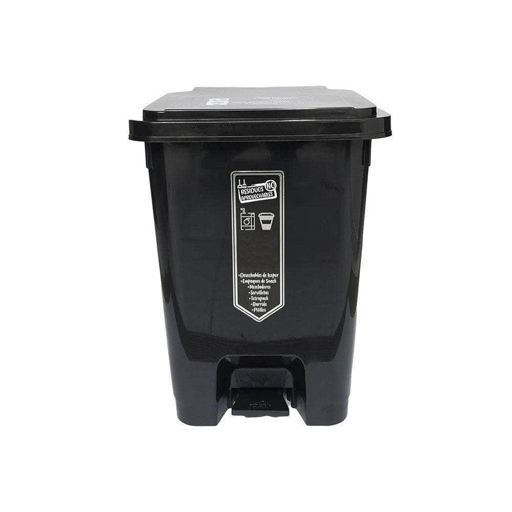Caneca de basura / Papelera negra de 35 litros con pedal - [Plastihogar]