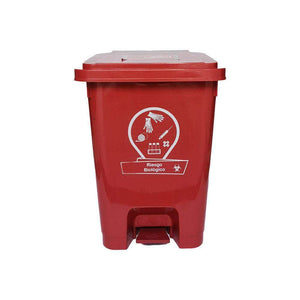 Caneca de basura / Papelera roja de 35 litros con pedal - [Plastihogar]