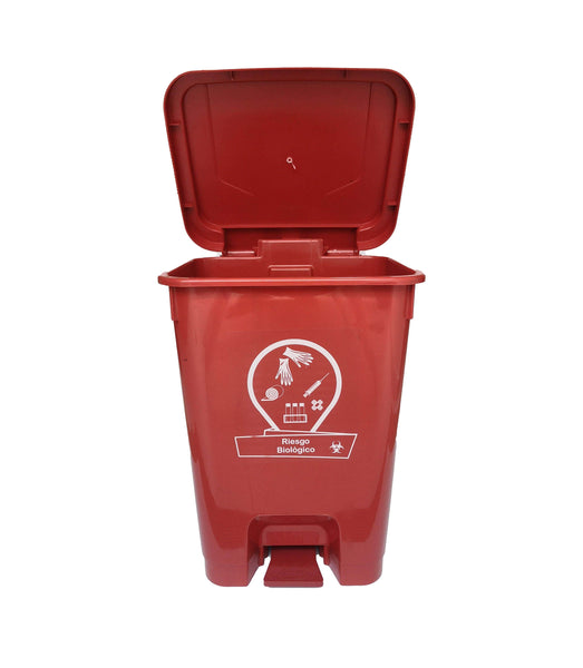 Caneca de basura / Papelera roja de 35 litros con pedal - [Plastihogar]