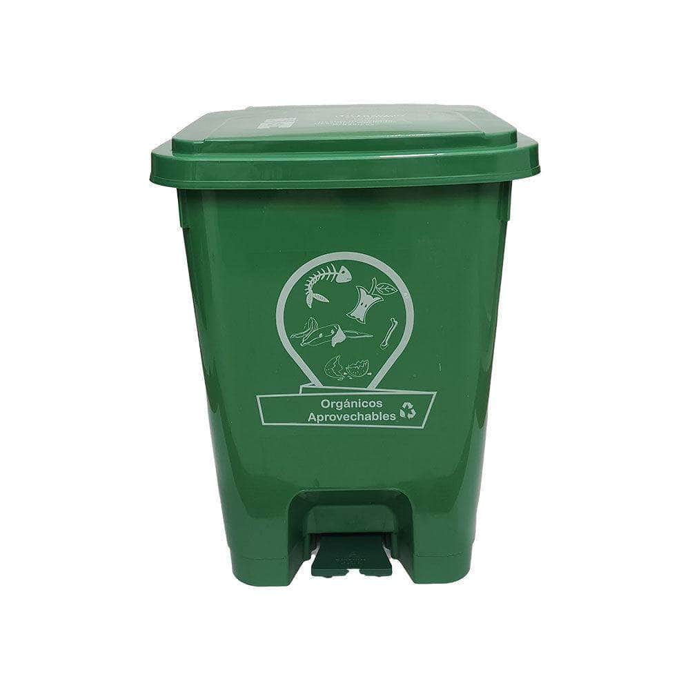 Caneca de basura / Papelera verde de 35 litros con pedal - [Plastihogar]