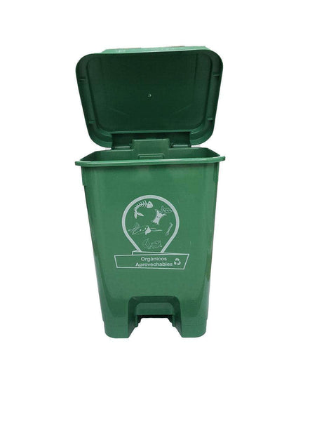 Caneca de basura / Papelera verde de 35 litros con pedal - [Plastihogar]