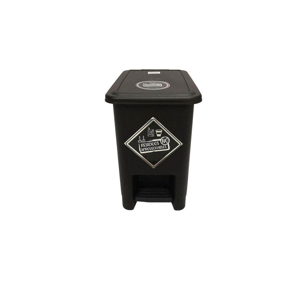 Caneca de basura / Papelera negra de 8 litros con pedal - Plastihogar