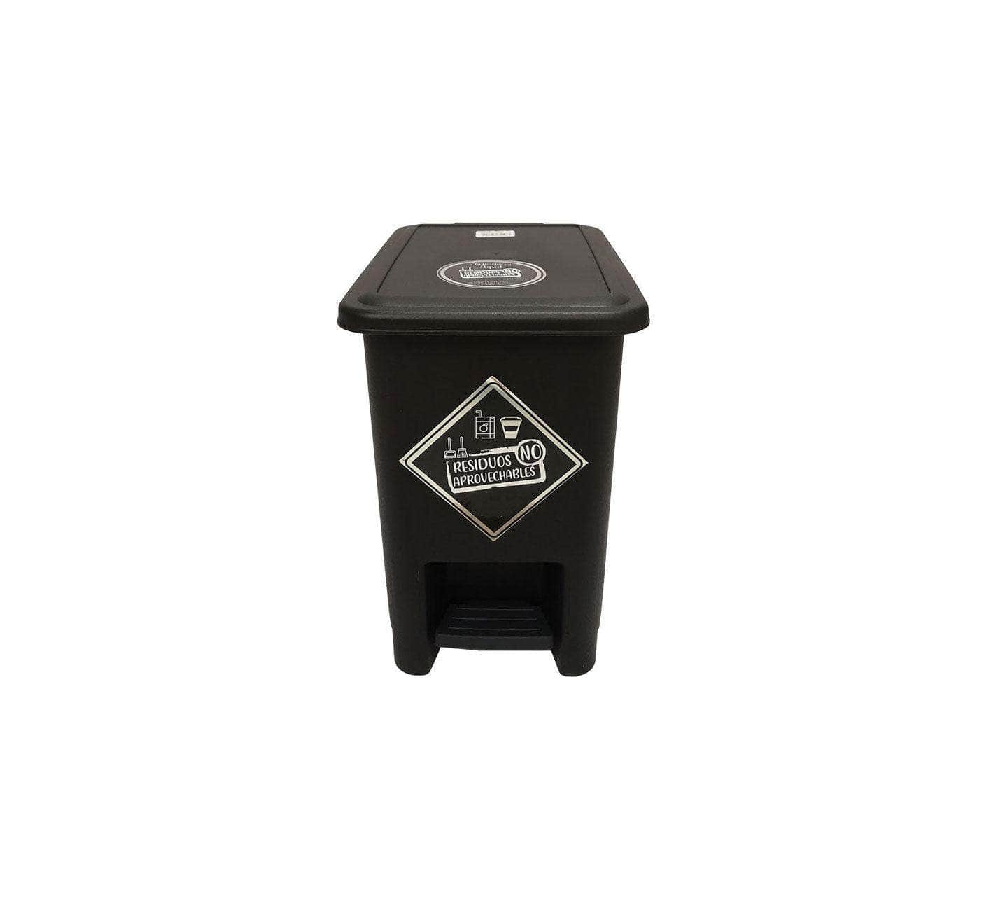 Caneca de basura / Papelera negra de 8 litros con pedal - [Plastihogar]