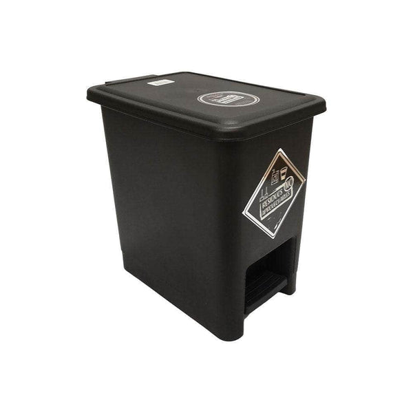 Caneca de basura / Papelera negra de 8 litros con pedal - [Plastihogar]