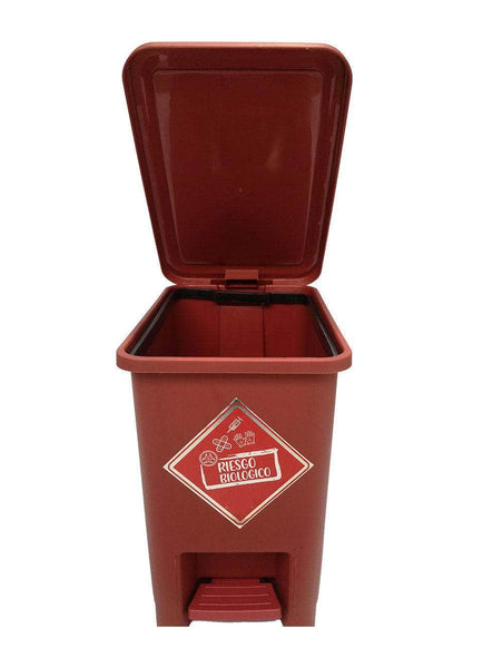 Caneca de basura / Papelera roja de 8 litros con pedal - [Plastihogar]
