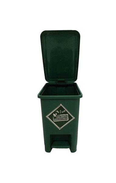 Caneca de basura / Papelera verde de 8 litros con pedal - [Plastihogar]