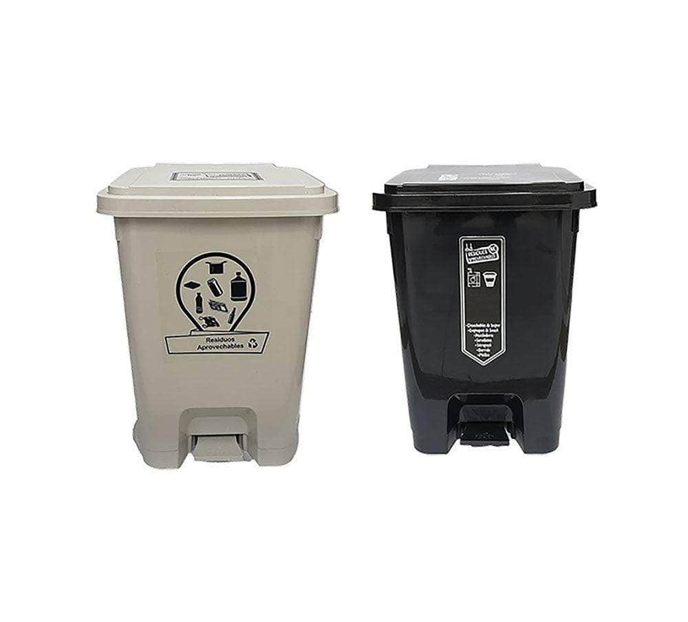 Set de 2 canecas (blanca y negra) de 35 litros - [Plastihogar]