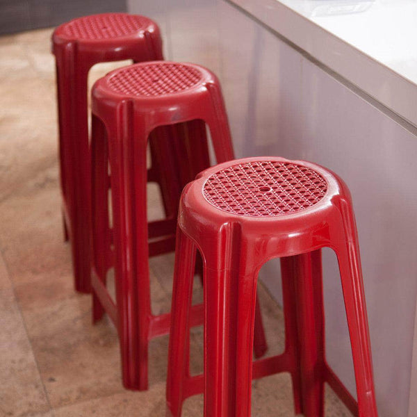 Set de 2 Sillas de Barra Banco Cervecero Rojo - [Plastihogar]