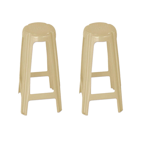 Set de 2 Sillas de Barra Banco Cervecero Beige - [Plastihogar]
