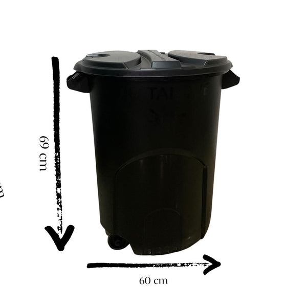 Caneca de basura verde / Tanque de agua verde de 120 litros con tapa y ruedas
