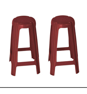 Set de 2 Sillas de Barra Banco Cervecero Rojo - [Plastihogar]